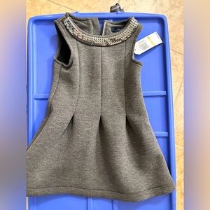 Nautical 2T girls gray A-line dress with sequin neck detail-  NWT!